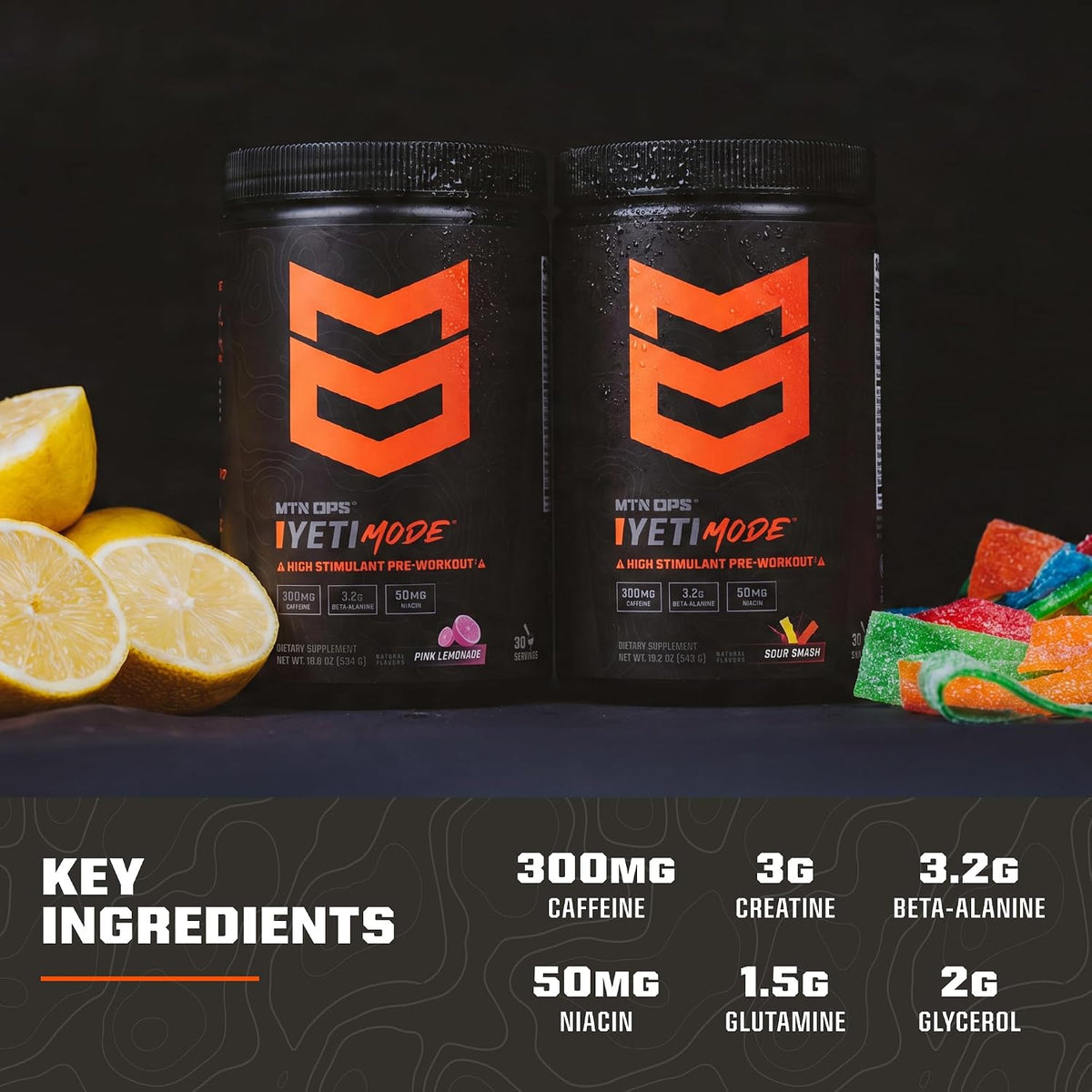 MTN OPS Yeti Mode High Stim Pre-Workout with Creatine, Pink Lemonade