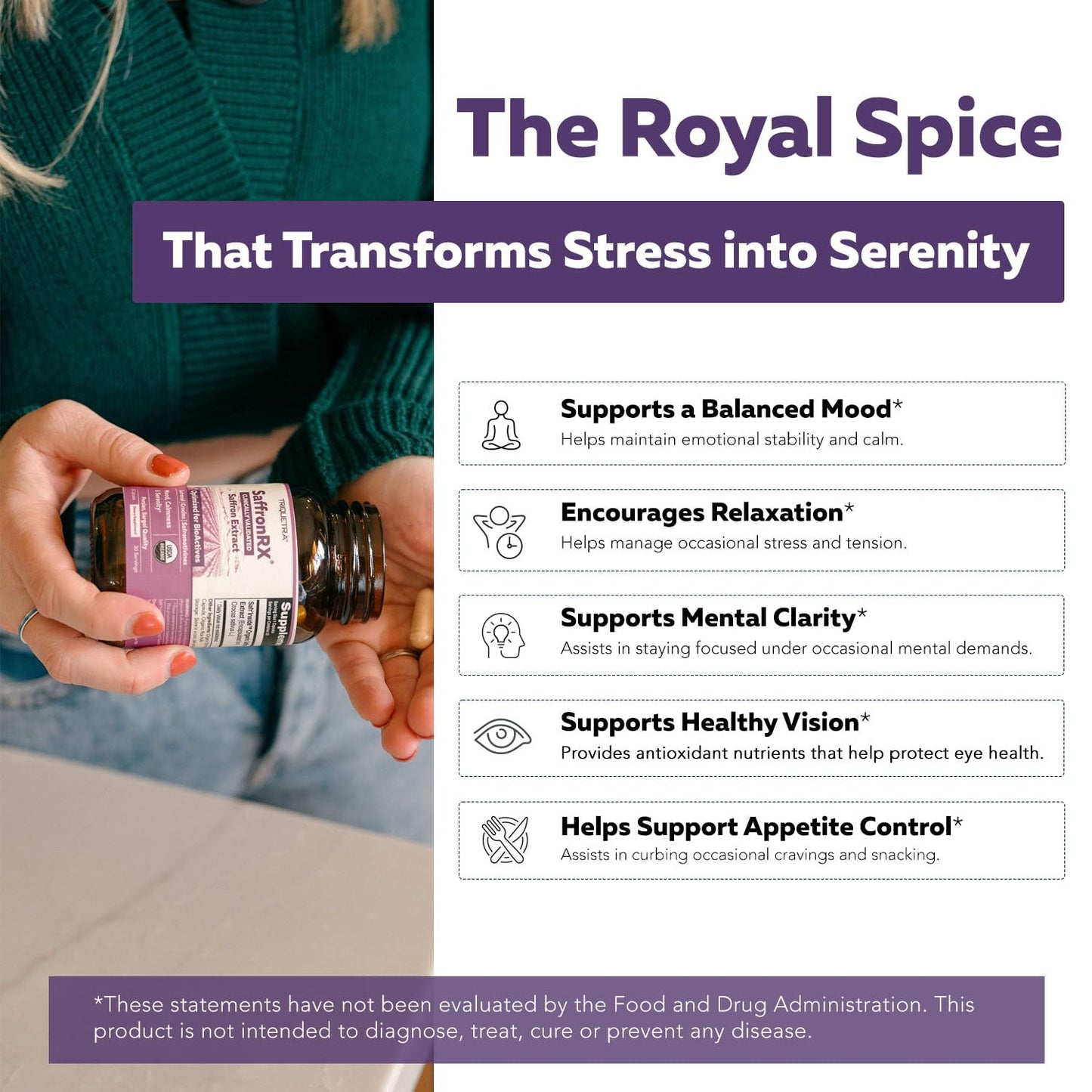 Organic Saffron Extract: Optimized Extract with Safromotivines, Safranal, and Crocins – Clinically Studied | Premium Persian Sargol Quality | Supports Mood, Calmness, and Relaxation – 30 Servings