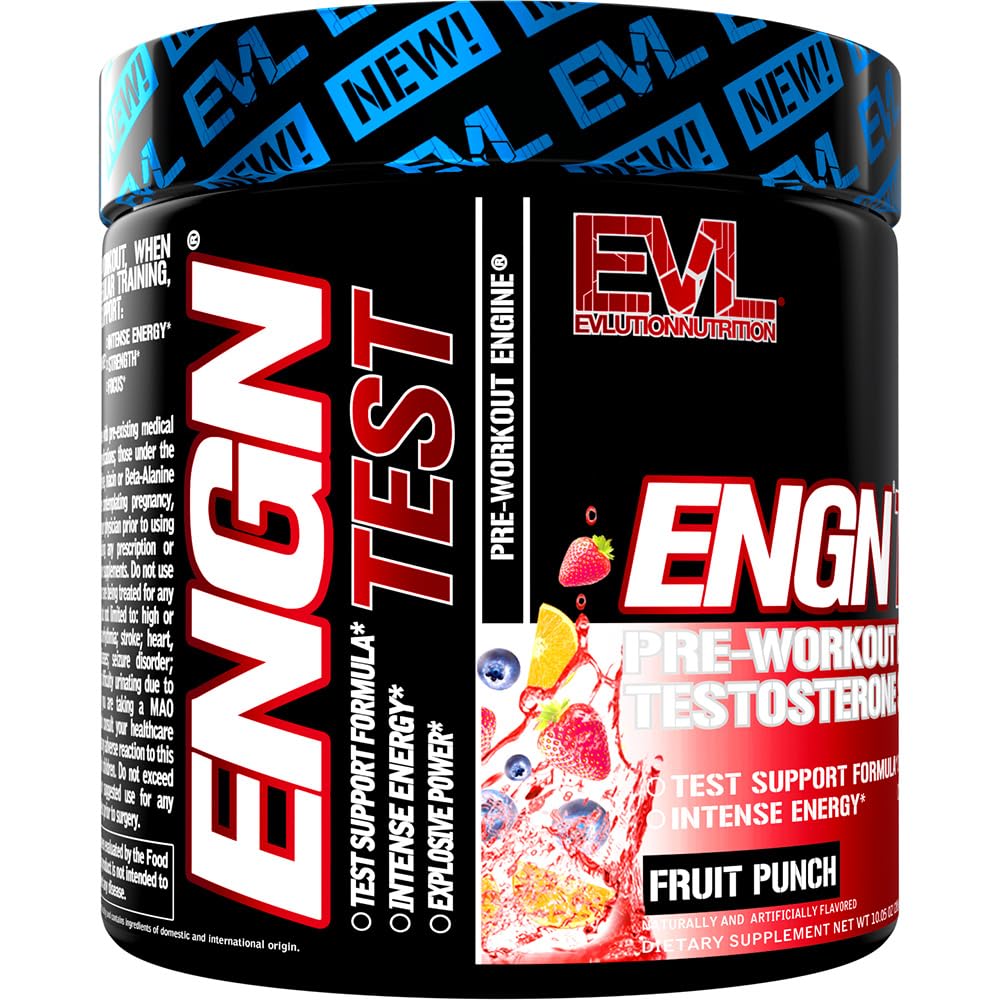 EVL Intense Pre Workout with Creatine - ENGN Energizing Pre Workout for Men Powder Drink for Lasting Energy Focus and Recovery - with Beta Alanine Caffeine and L Theanine - Blue Raz