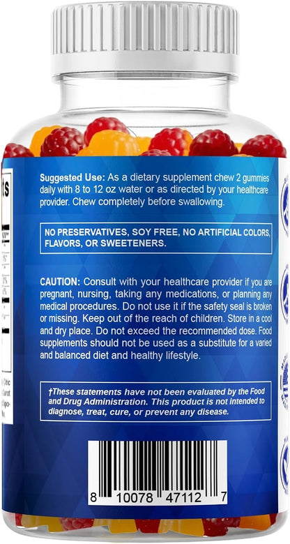 Vitamatic Sugar Free Probiotic + Prebiotic Gummies, 60 Count | 5 Billion CFU Bacillus Coagulans per serving, Support Digestive Health and Gut Flora Balance*, Non-GMO, Made in USA