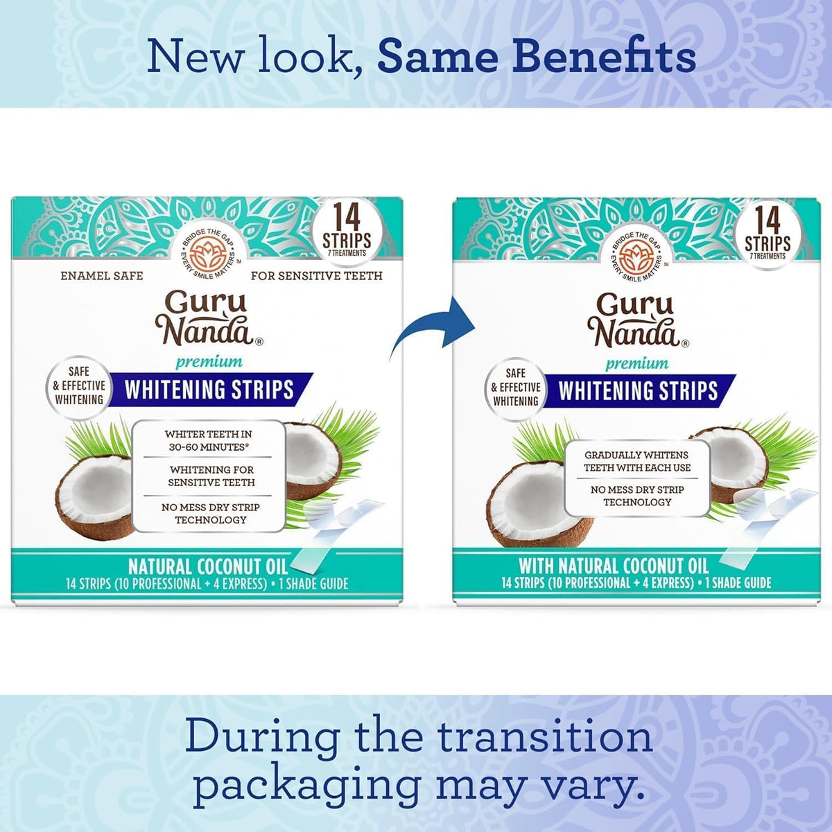 GuruNanda Teeth Whitening Strips - 4X Whiter Teeth, 7-Day Whitening Kit