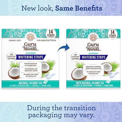 GuruNanda Teeth Whitening Strips - 4X Whiter Teeth, 7-Day Whitening Kit