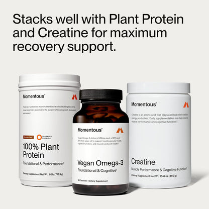 Momentous Vegan Omega-3 - Plant-Based EPA & DHA Supplement for Men & Women - Sourced from Algae Oil - Supports Heart, Joint, & Brain Health - NSF Certified for Sport - 1,000 mg - 30 Servings