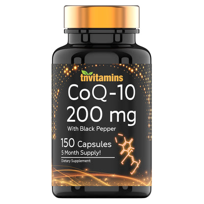 tnvitamins Ultra Potent CoQ-10 200 MG - 150 Capsules with Black Pepper Extract 
