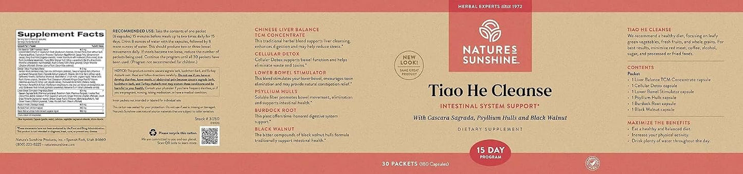 Nature's Sunshine Tiao He Herbal Cleanse | Cleanse and Detox the Colon and Liver with Traditional Chinese Herbs