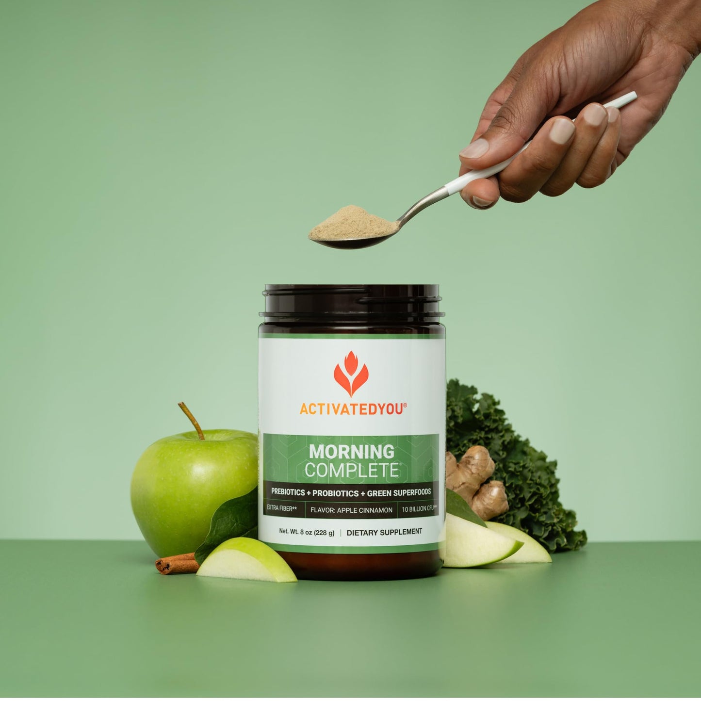 ACTIVATEDYOU Morning Complete Daily Wellness Greens Superfood Drink Mix for Gut Health w/Prebiotics, Probiotics, Antioxidants, Green Superfoods, 10 Billion CFUs, 30 Servings (Citrus)