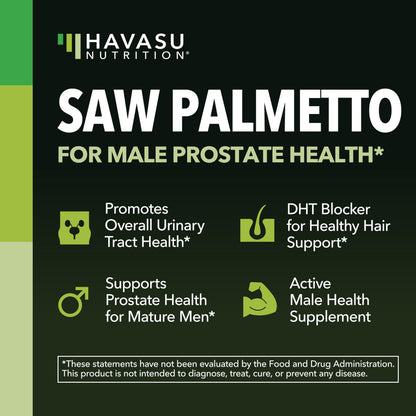 Saw Palmetto for Men, DHT Blocker and Prostate Health Supplement, 120 Count | Potent 3X Formula with Pumpkin Seed Oil and Stinging Nettle, Bladder and Urinary Support, Vegan, Non-GMO, 2-Month Supply