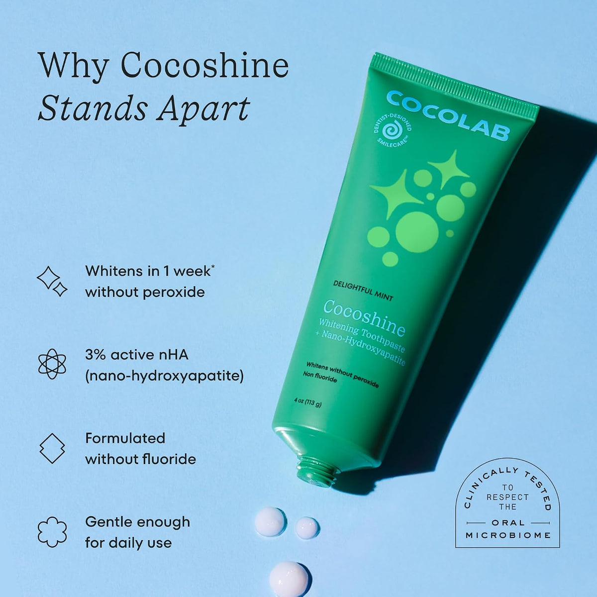 Cocolab Cocofloss Oral-Care Set, 4 Spools Dental Floss & 1 Cocoshine, Woven String Floss with Coconut Oil, Powerful Whitening Toothpaste, Dentist-Designed, Delightful Mint