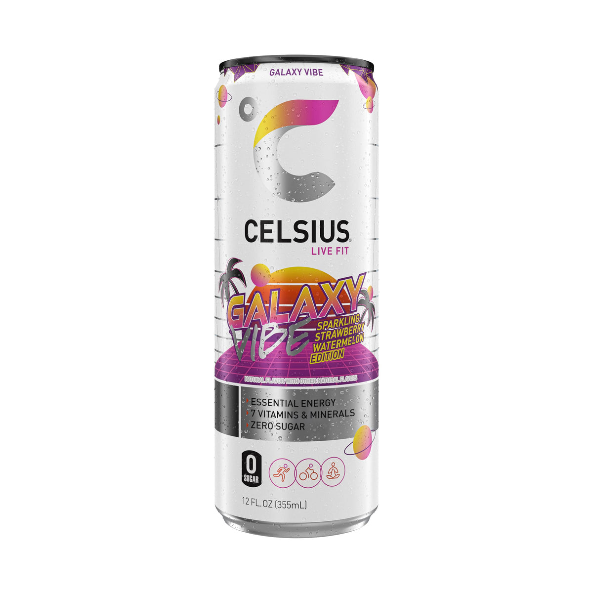 CELSIUS RETRO VIBE Sparkling Sherbet Slush, Sugar Free Energy Drink, 12 Fl Oz (Pack of 12)