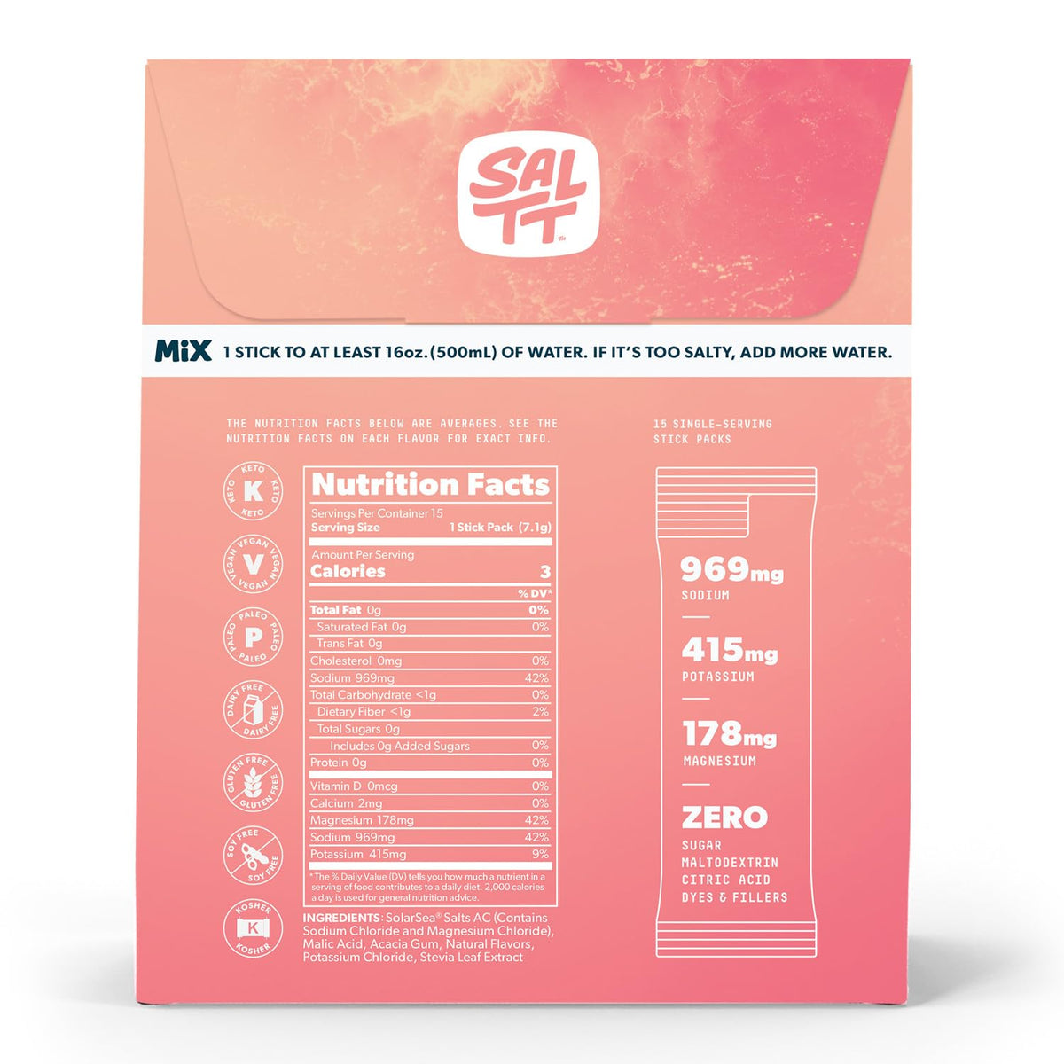 SALTT Electrolyte Packets - Fruit Variety (30 Sticks) - Zero Sugar