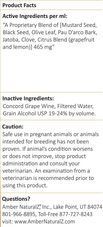 Amber NaturalZ Vibactra Plus for Pets, Immune Health & Yeast Balance, 1 OZ | Supports overall immune health, stomach & respiratory health, helps pets maintain normal yeast balance & a healthy microbiome