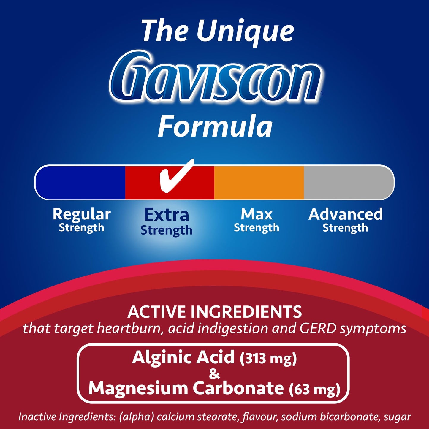 Gaviscon Extra Strength Fruit Antacid 60 Tablets