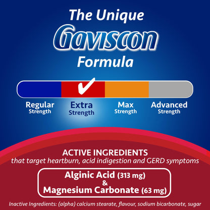 Gaviscon Extra Strength Fruit Antacid 60 Tablets