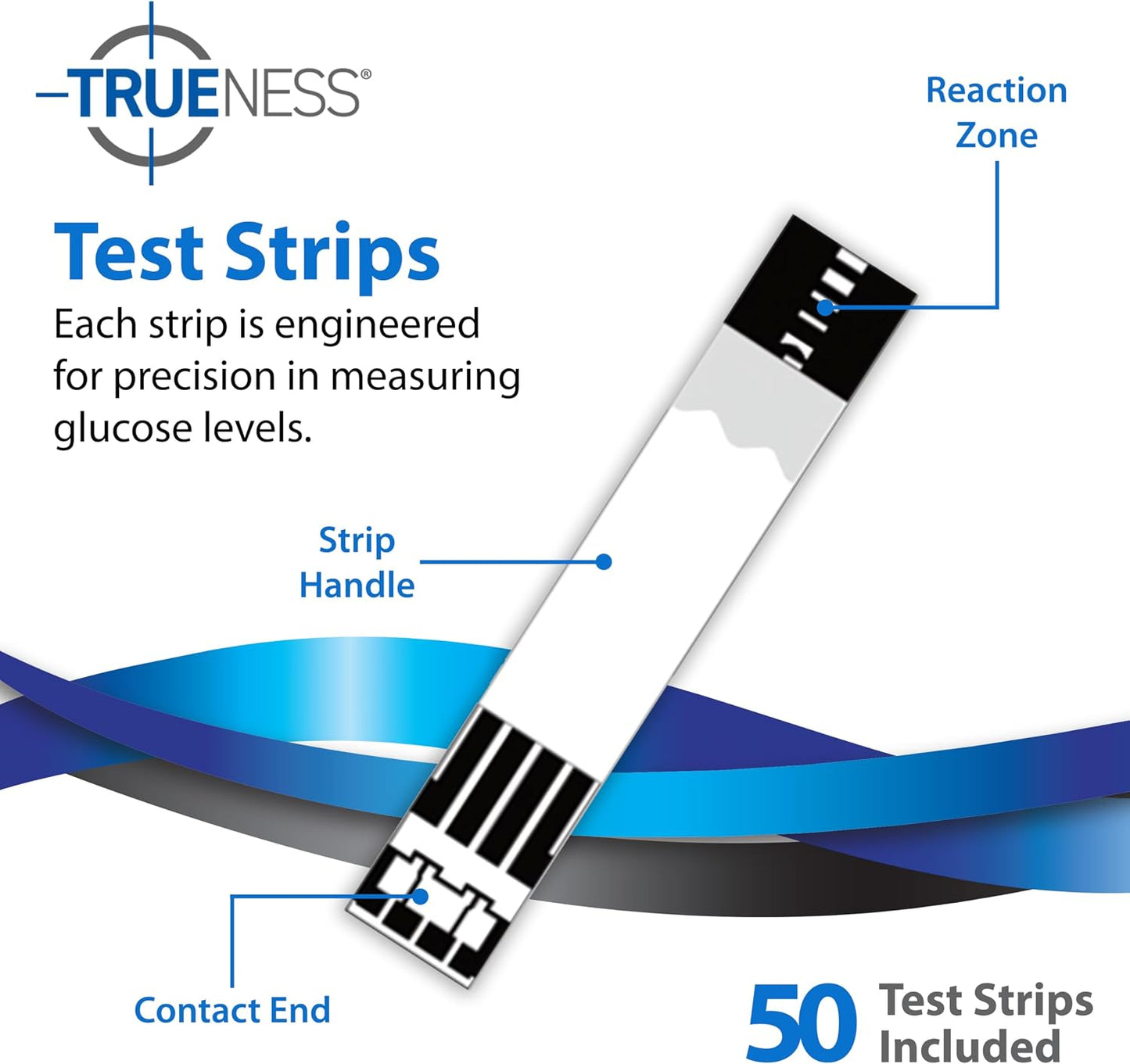 TRUENESS Blood Glucose Test Strips, 50 Count | Blood Glucose Test Strips Compatible with TRUENESS Family of Self Monitoring Blood Glucose Meters, Fast 5 Second Results