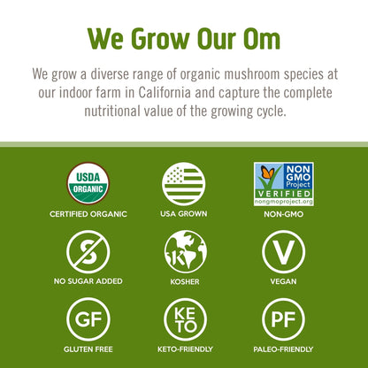 Om Mushroom Superfood Reishi Organic Mushroom Powder, 100 Servings, Organic Adaptogen Powder for Stress Relief and Immune Health