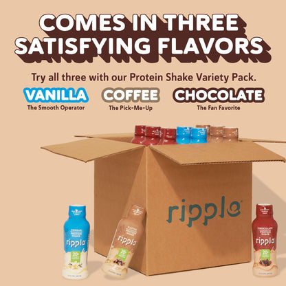 Ripple Vegan Protein Shake | Chocolate | 20g Nutritious Plant Based Pea Protein | Shelf