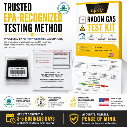 EPA-Approved Radon Test Kit for Home, Lab Analysis Included | Detects Radon Gas Levels in Basements & Living Spaces | Easy-to-Use Air Quality Test with Lab Report & Discounted Shipping| Radon Detector