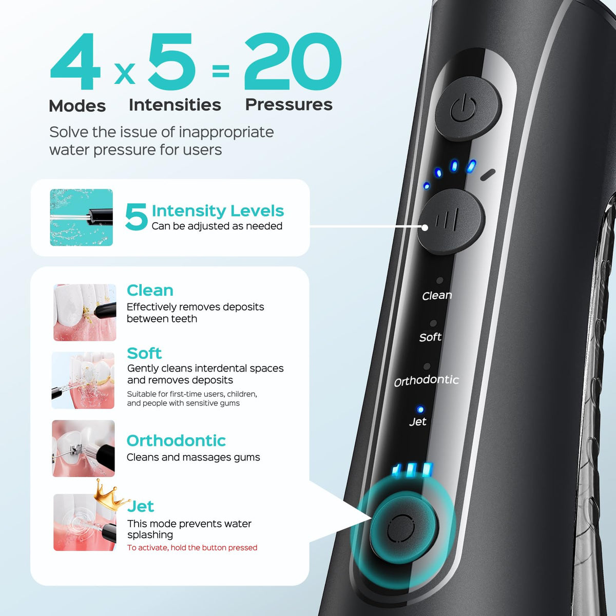 COSLUS ADA Accepted C50 Water Dental Flosser, 4 Modes 5 Power Levels, Pink