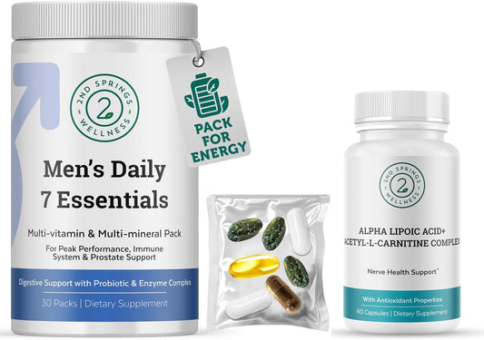 ALA & ALC Complex + Men’s Daily 7 Essentials Bundle | Energy, Metabolism, Cognitive Support, Vitality, Immunity & Daily Wellness