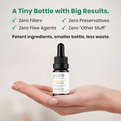 Pure TheraPro Rx Vegan A-D-K Drops-6 Mon Supply-Vitamin A(Palmitate & Betacarotene),Liposomal Vitamin D3(as vegan cholecalciferol),Liposomal Vitamin K2(MK-4 & MK-7)Supports Immunity & Bone Health-20mL