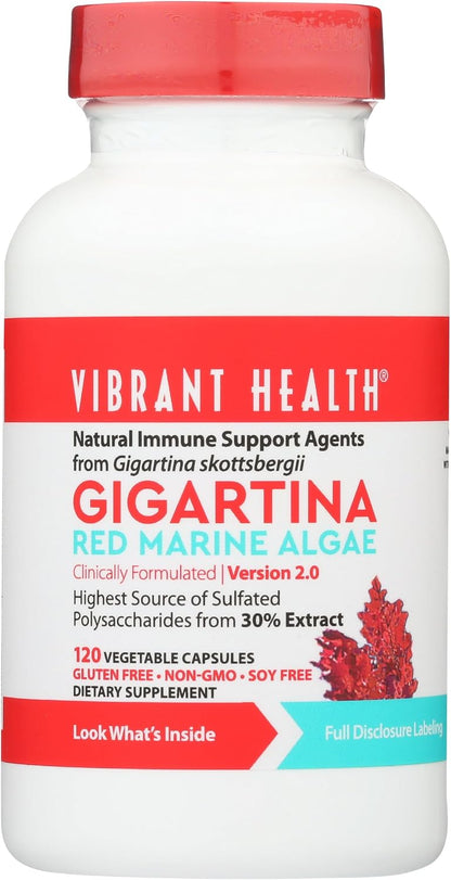 Vibrant Health, Gigartina Red Marine Algae, Plant-Based Immune Support, 60 Capsules