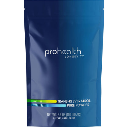ProHealth Longevity Bulk Trans Resveratrol Powder 100 Grams - Pure Pharmaceutical Grade, 1000 mg per Scoop, Superior Absorption and Bioavailability