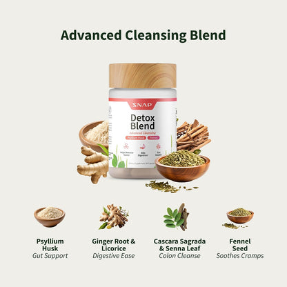 Snap Supplements Detox Blend to Support Gut Health, 60 Vegan Capsules | Licorice, Psyllium Husk, Fennel, Ginger, to Support Healthy Detox & Digestion, Gluten-Free, Non-GMO, Free of Major Allergens