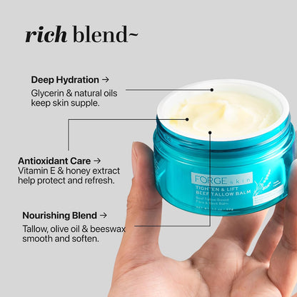Forge Skin Tighten & Lift Balm for Women - Beef Tallow & Honey Extract Face Moisturizer - Natural Cream - Hydrating Facial Lotion - Anti Aging Skincare with Essential Oils (1.7 OZ)