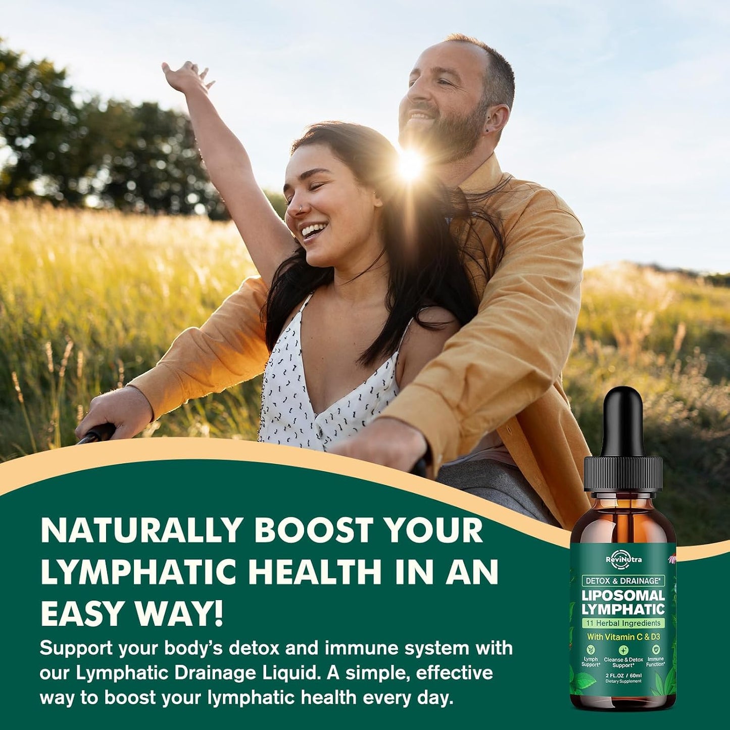 Liposomal Lymphatic Drainage Liquid Drops - Lymphatic Support Supplement with Dandelion Root, Cleavers, Echinacea, Calendula for Immune, Detox Cleanse, Lymph System Support, Lemon Flavor, 2 Fl Oz