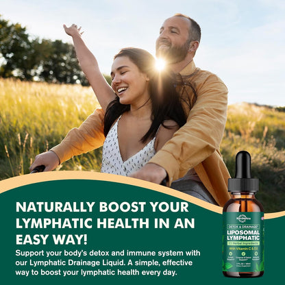 Liposomal Lymphatic Drainage Liquid Drops - Lymphatic Support Supplement with Dandelion Root, Cleavers, Echinacea, Calendula for Immune, Detox Cleanse, Lymph System Support, Lemon Flavor, 2 Fl Oz