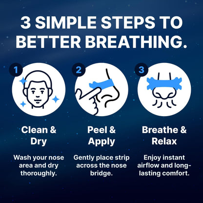 Wellamoon Nose Strips for Breathing (30 Ct) - Breathe Easy & Right Nasal Strips for Snoring & Sleeping - Oil & Sweat Proof Adhesive Snoring Solution- Improves Oxygen Intake, Sleep & Reduces Snoring