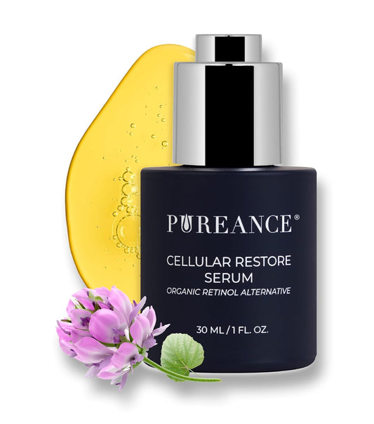 PUREANCE Cellular Restore Serum - Organic Bakuchiol Plumping Serum | Bakuchiol for Face Skin and Wrinkles - Jojoba Oil, Sea Buckthorn, Camu Camu, Babchi, Maple Leaf Extracts & More - 1 Fl Oz