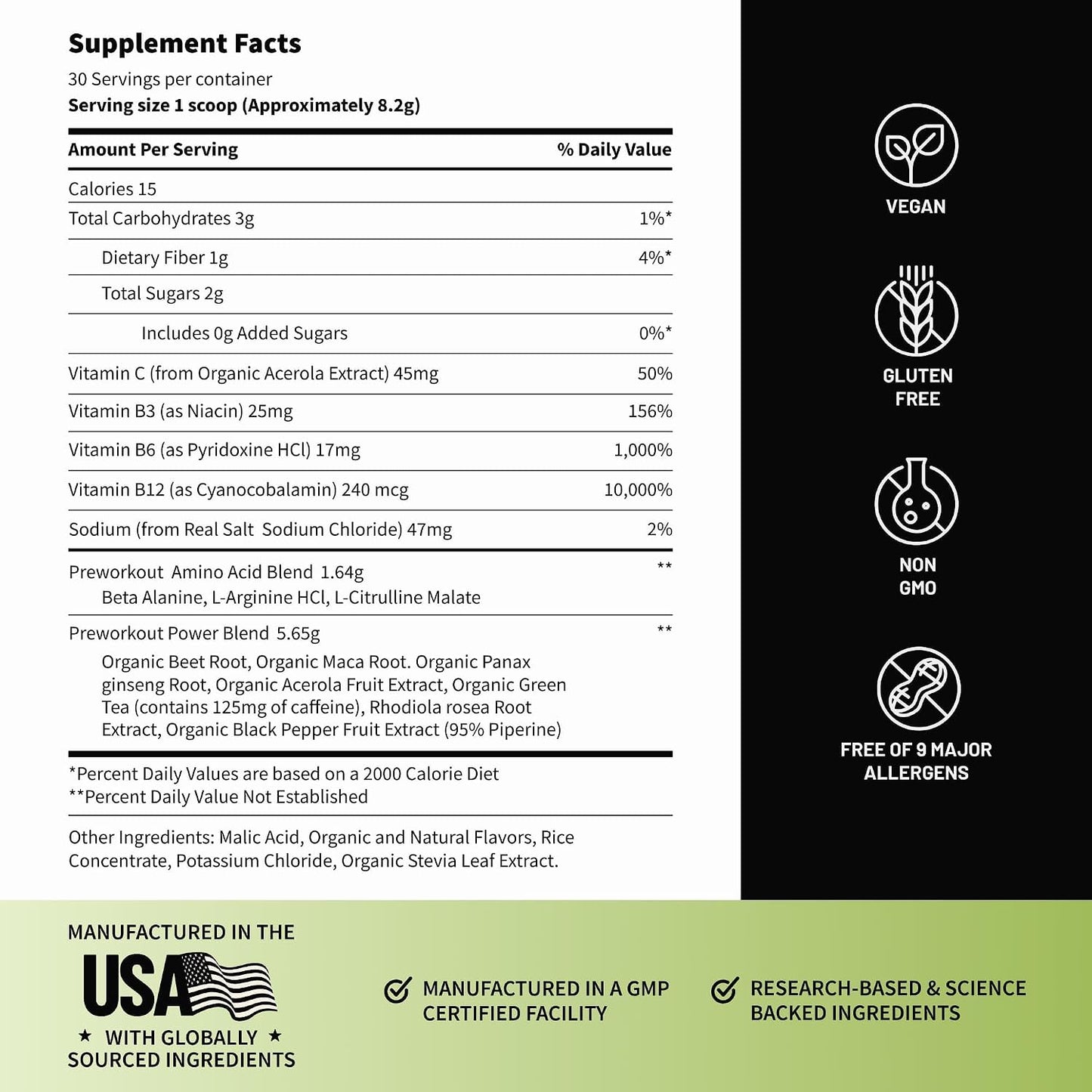 Snap Supplements Beet Root Powder Natural Pre Workout for Men Women, 30 SRV | Plant-Based Energy, Nitric Oxide , Blood Flow, & Endurance Support - Clean Pre Workout for Active Adults, Vegan, Sugar-Free