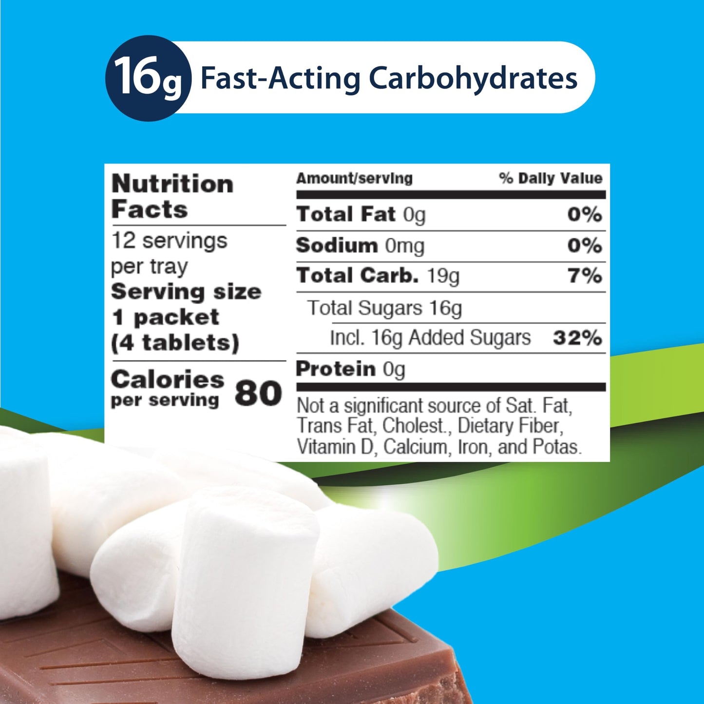 TRUEplus Soft Tabs Glucose Tablets, Cherry Pop Flavor, 4 Count, 12 Packs | Chewable Tablets, 16g Fast-Acting Carbohydrates, Fat Free, Gluten Free, Boosts Energy, Great Tasting and Easy to Use