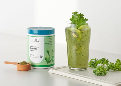 Nature Restore Organic Greens Powder (8 oz). 100% Pure Grown in USA Kale, Wheatgrass & Barleygrass. Alkalizing Morning Green Juice Shot & Digestive Support. No-Mess Juicer Alternative, Gluten-Free