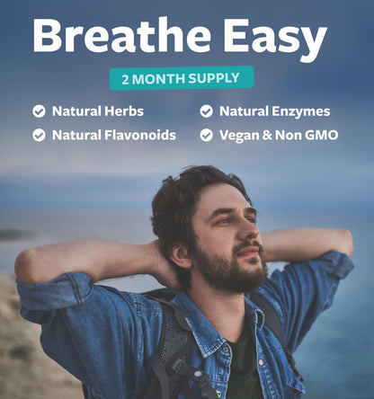 Respiratory Lung Health Supplement - Invigorating Lung Support Supplement Helps Support Clear Airways Mucus Removal and Seasonal or Year Round Detox - Vegan Herbal Non-GMO Formula (2 Months Supply)
