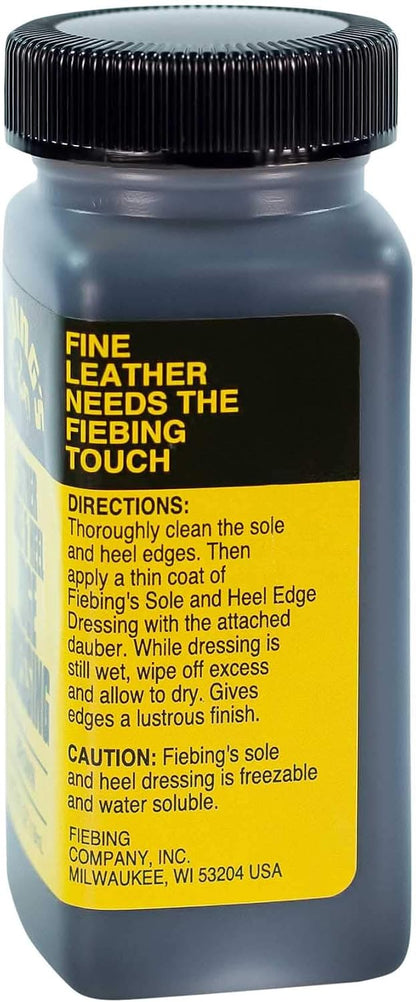 Fiebing's Leather Sole & Heel Edge Dressing (4 oz) - High Gloss, Protective Shoe Dressing Polish - Includes Brush Applicator