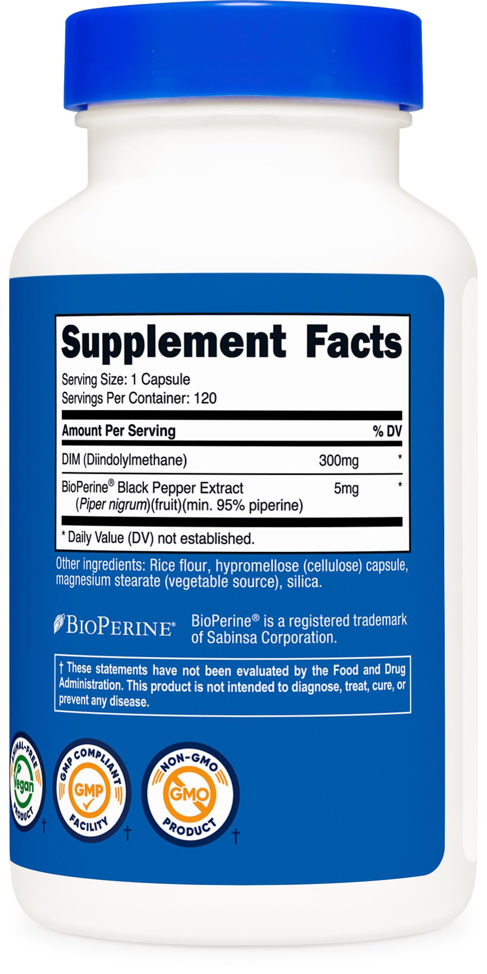Nutricost DIM (Diindolylmethane) Plus BioPerine 300mg, 120 Vegetarian Capsules - Up to 4 Month Supply, Max Strength DIM Supplement