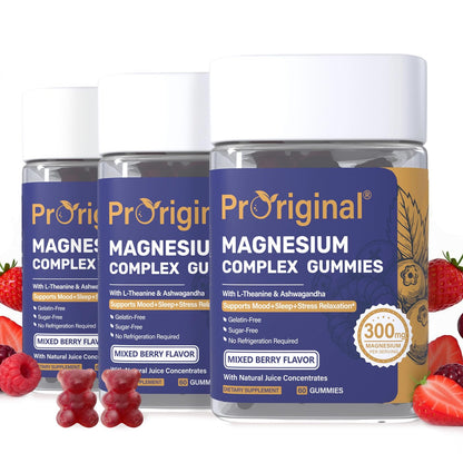 Magnesium Gummies for Stress & Sleep - 300mg Magnesium Complex with Glycinate, Citrate, Malate & Taurate - Supports Relaxation, Muscle & Heart Health - Vegan, Sugar-Free, Non-GMO - 120 Gummies