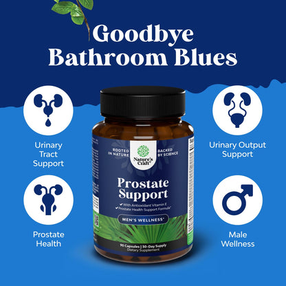 Herbal Prostate Supplement for Men - Potent Pygeum and Saw Palmetto Extract for Urinary Tract Support - Prostate Health Blend with Beta Sitosterol & Green Tea - Nighttime Comfort Support - 90 Count