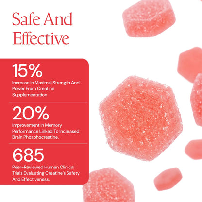 Create Creatine Monohydrate Gummies for Men & Women, Boost Focus, Strength, and Endurance, Anti-Melting Formula, Vegan, Gluten-Free, Non-GMO, 1.5g of Creatine per Gummy (Orange)