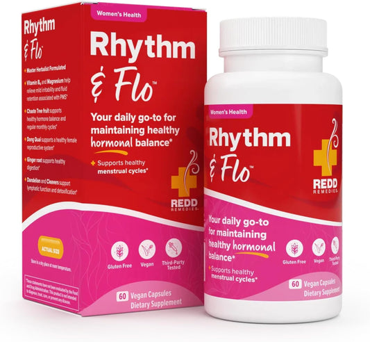 Redd Remedies, Rhythm & Flo, Supports Healthy Menstrual Cycles, 60 Vegan Capsules