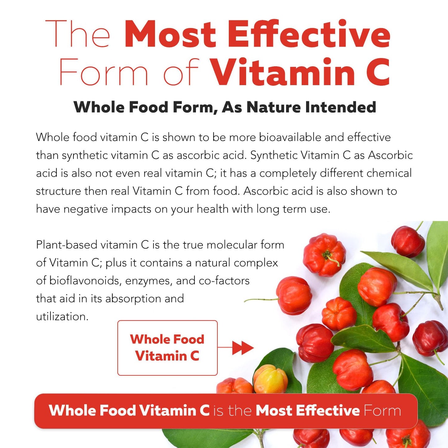 Organic Vitamin C | Whole Food Vitamin C from Fruit Plus Absorption Enhancing Cofactors - Vegan, Enhanced Bioavailability - Immune Support, Antioxidant, Total Health (90 Servings)