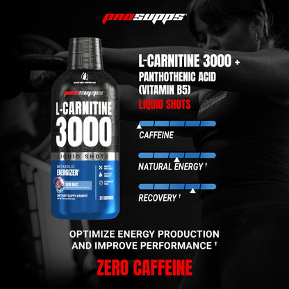 ProSupps L-Carnitine Liquid 3000, Stimulant-Free Liquid Shots for Men & Women - Clean Workout Drink for Energy, Performance & Muscle Recovery - No Sugar, No Carbs - 31 Servings, Berry