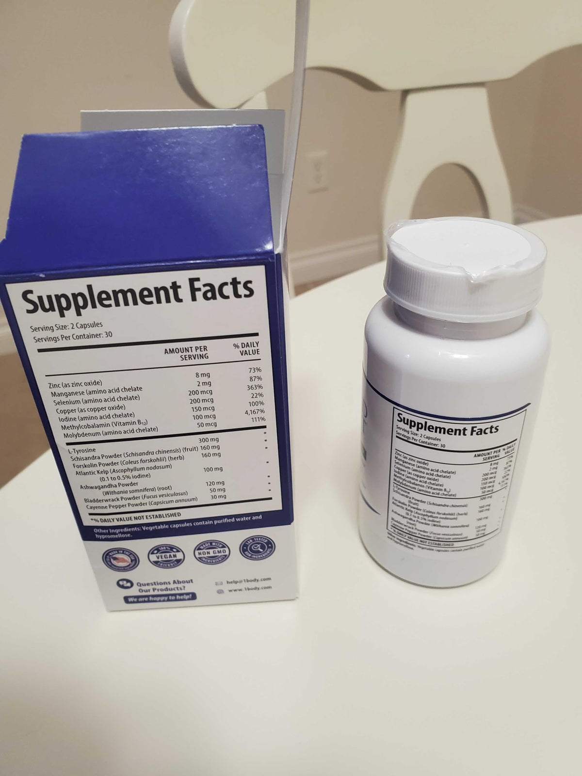 1 Body Thyroid Support for Women & Men, Iodine & Selenium Supplement