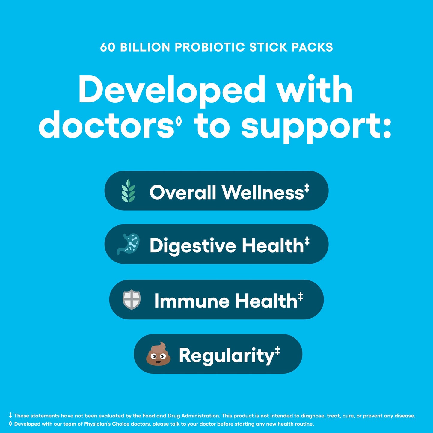 Physician's CHOICE Probiotics 60 Billion CFU - 10 Strains + Organic Prebiotics - Immune, Digestive & Gut Health - Supports Occasional Constipation, Diarrhea, Gas & Bloating - for Women & Men - 30ct