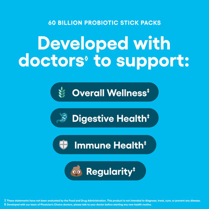 Physician's CHOICE Probiotics 60 Billion CFU - 10 Strains + Organic Prebiotics - Immune, Digestive & Gut Health - Supports Occasional Constipation, Diarrhea, Gas & Bloating - for Women & Men - 30ct
