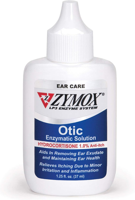 Zymox Otic Enzymatic Solution for Dogs and Cats to Soothe Ear Infections with 1% Hydrocortisone for Itch Relief, 1.25oz | with 1% Hydrocortisone for Itch Relief, 1.25oz