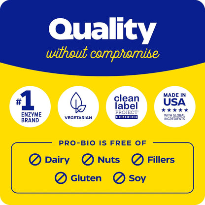 Enzymedica Pro-Bio Probiotic Supplement for Digestive & Gut Health - Daily Probiotic Capsules for Women & Men, 10 Billion CFU, Helps Reduce Gas & Bloating, Stomach Acid Resistant - 120 Caps