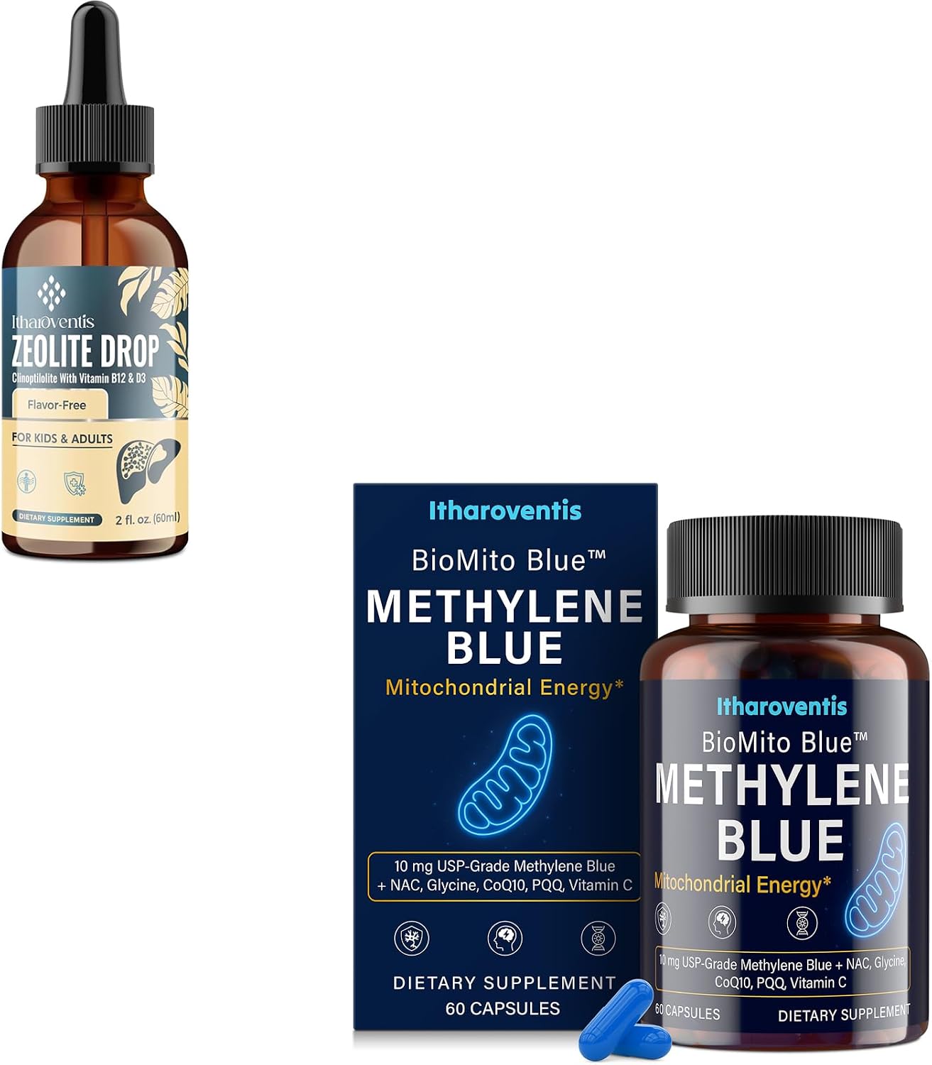 Itharoventis Zeolite Drops with Vitamin B12 & D3 + Methylene Blue USP Grade Supplement